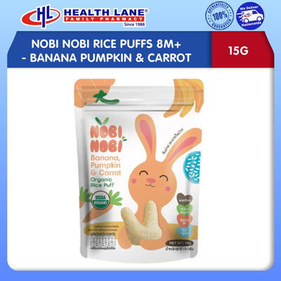 NOBI NOBI BERAS  PUFFS 8M+ - BANANA PUMPKIN & CARROT (15G)